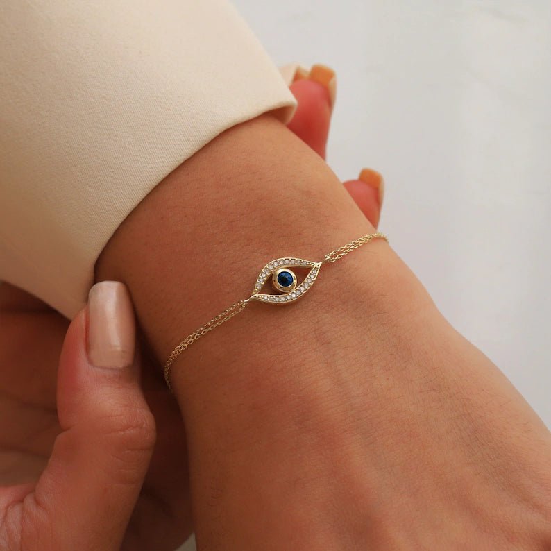 Evil Eye Enamel Bracelet - ARTSY SILVER
