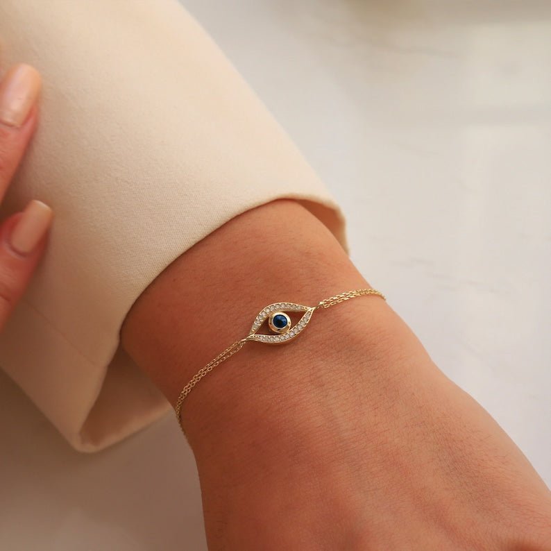 Evil Eye Enamel Bracelet - ARTSY SILVER