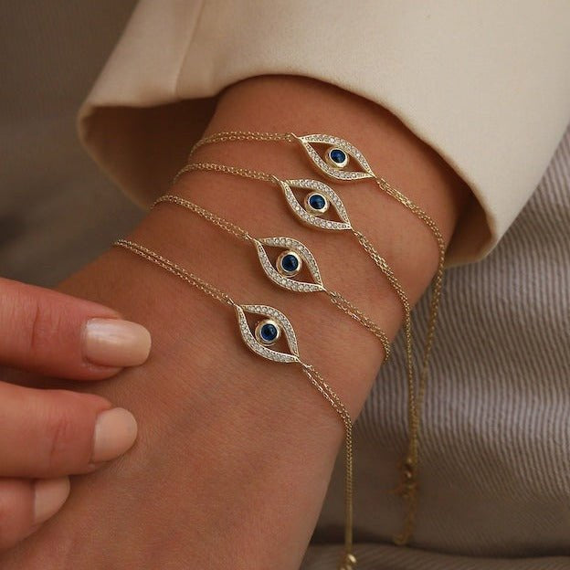 Evil Eye Enamel Bracelet - ARTSY SILVER