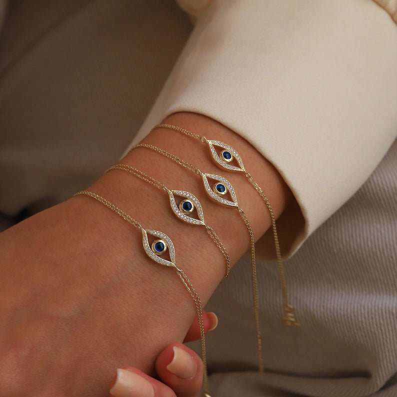 Evil Eye Enamel Bracelet - ARTSY SILVER