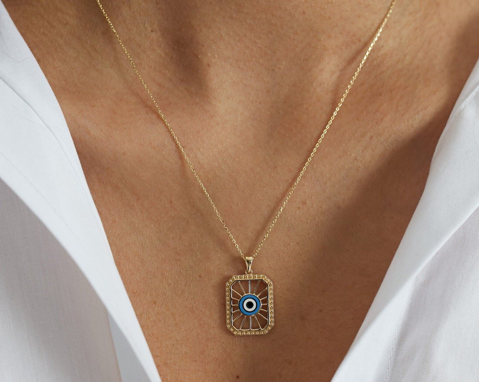 Evil Eye Sun Necklace - ARTSY SILVER