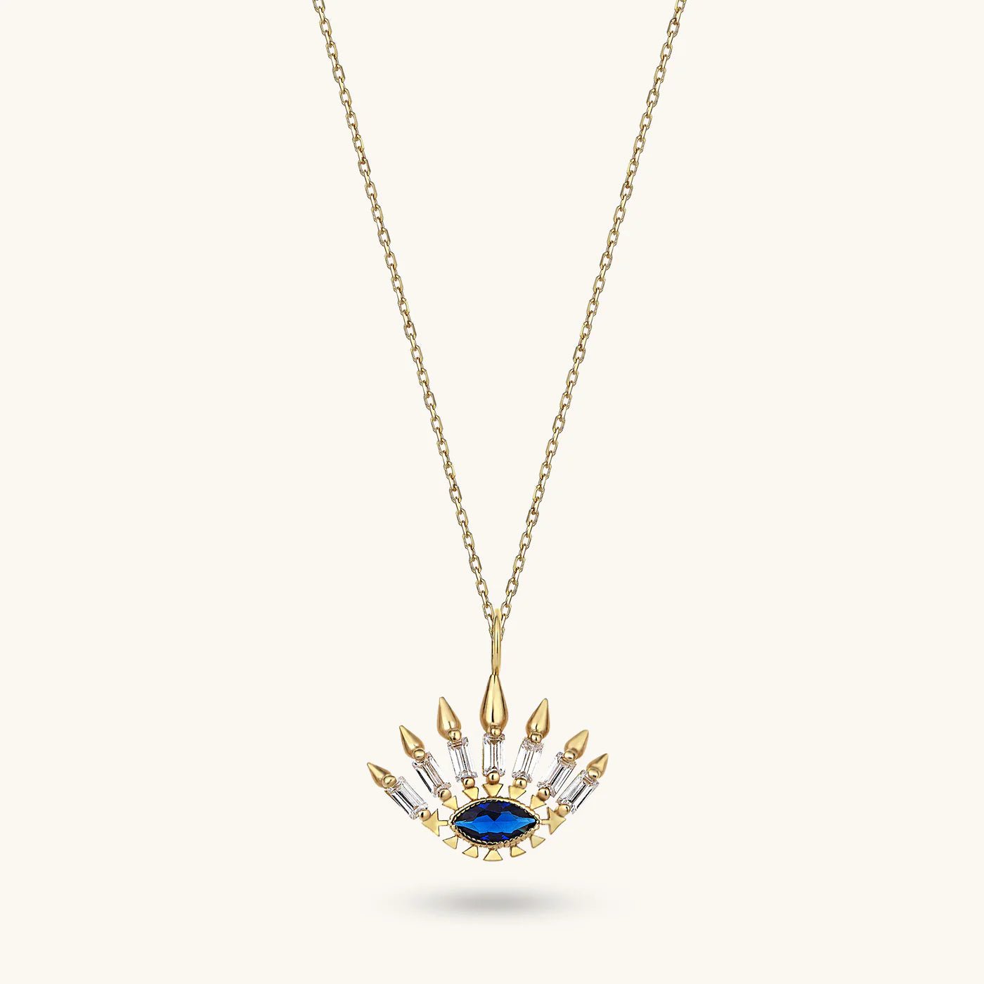 Eye - Conic Blue Sapphire Necklace - ARTSY SILVER