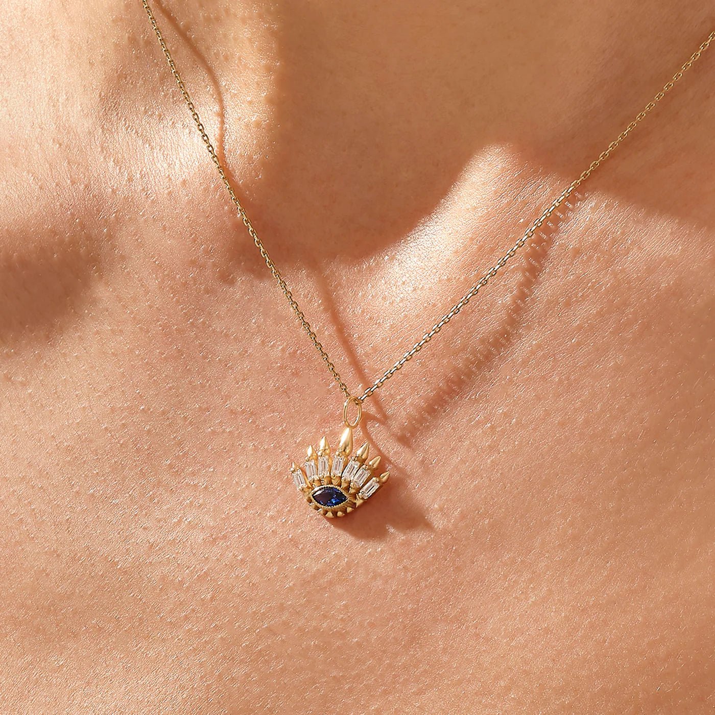 Eye - Conic Blue Sapphire Necklace - ARTSY SILVER