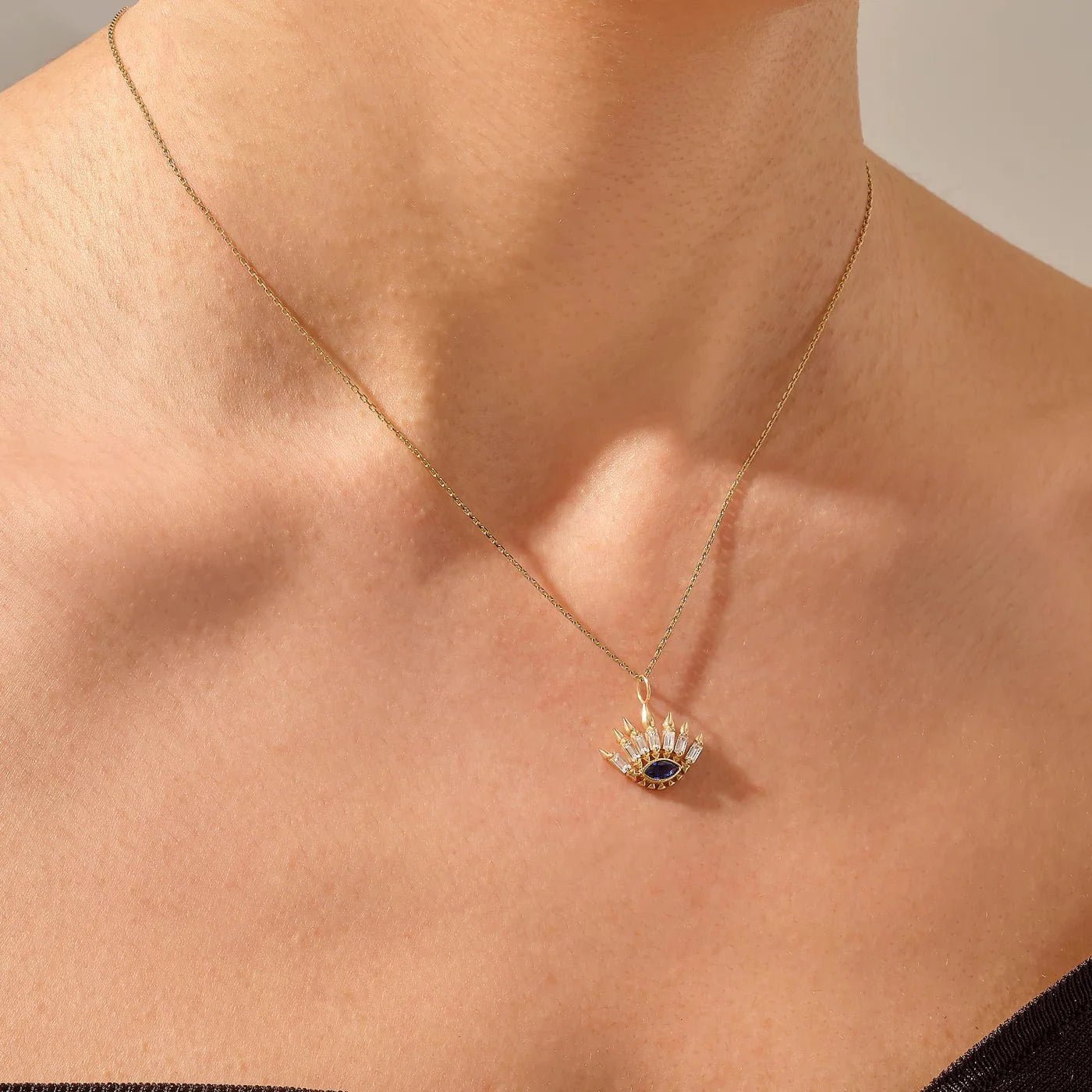 Eye - Conic Blue Sapphire Necklace - ARTSY SILVER