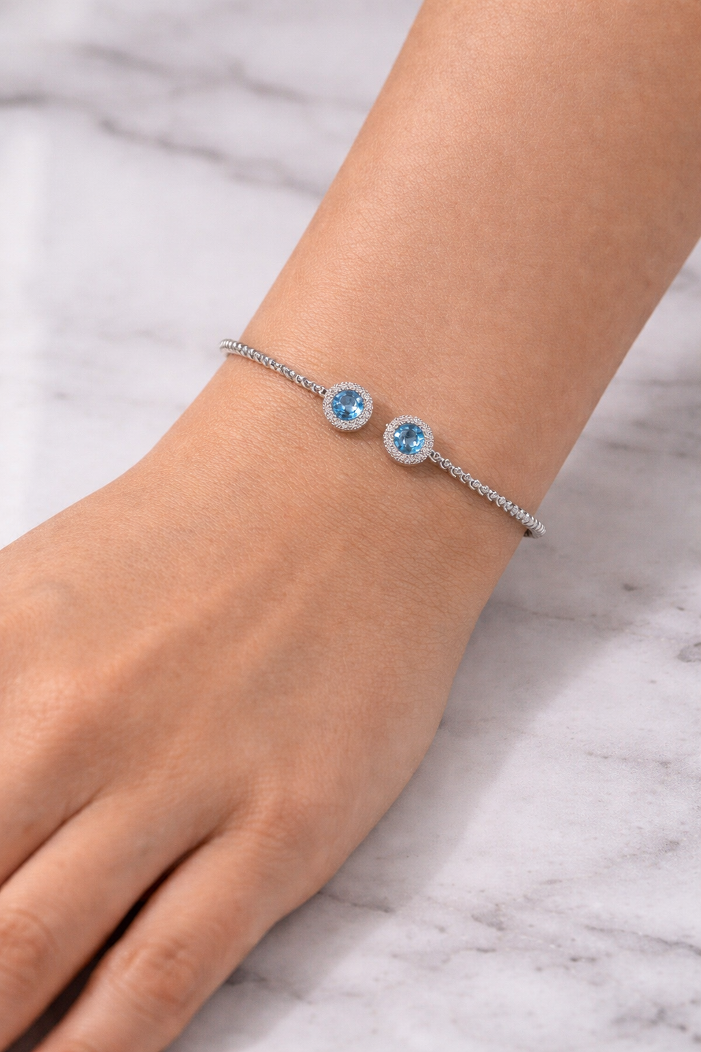 Eyes Of The Ocean Bangle - ARTSY SILVER