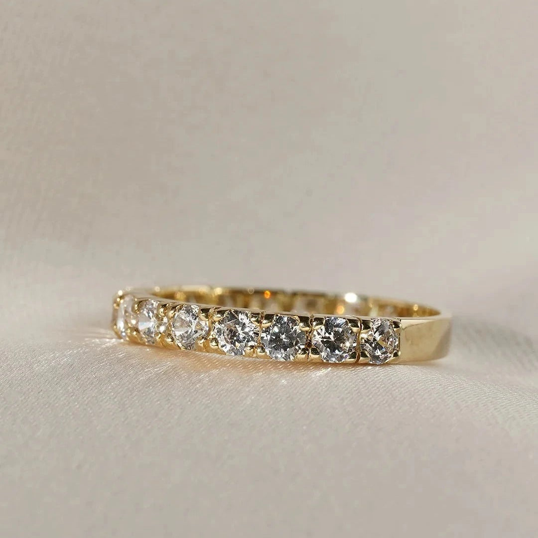 Fairy Lights Gold Plated Zircon Wedding Band - ARTSY SILVER