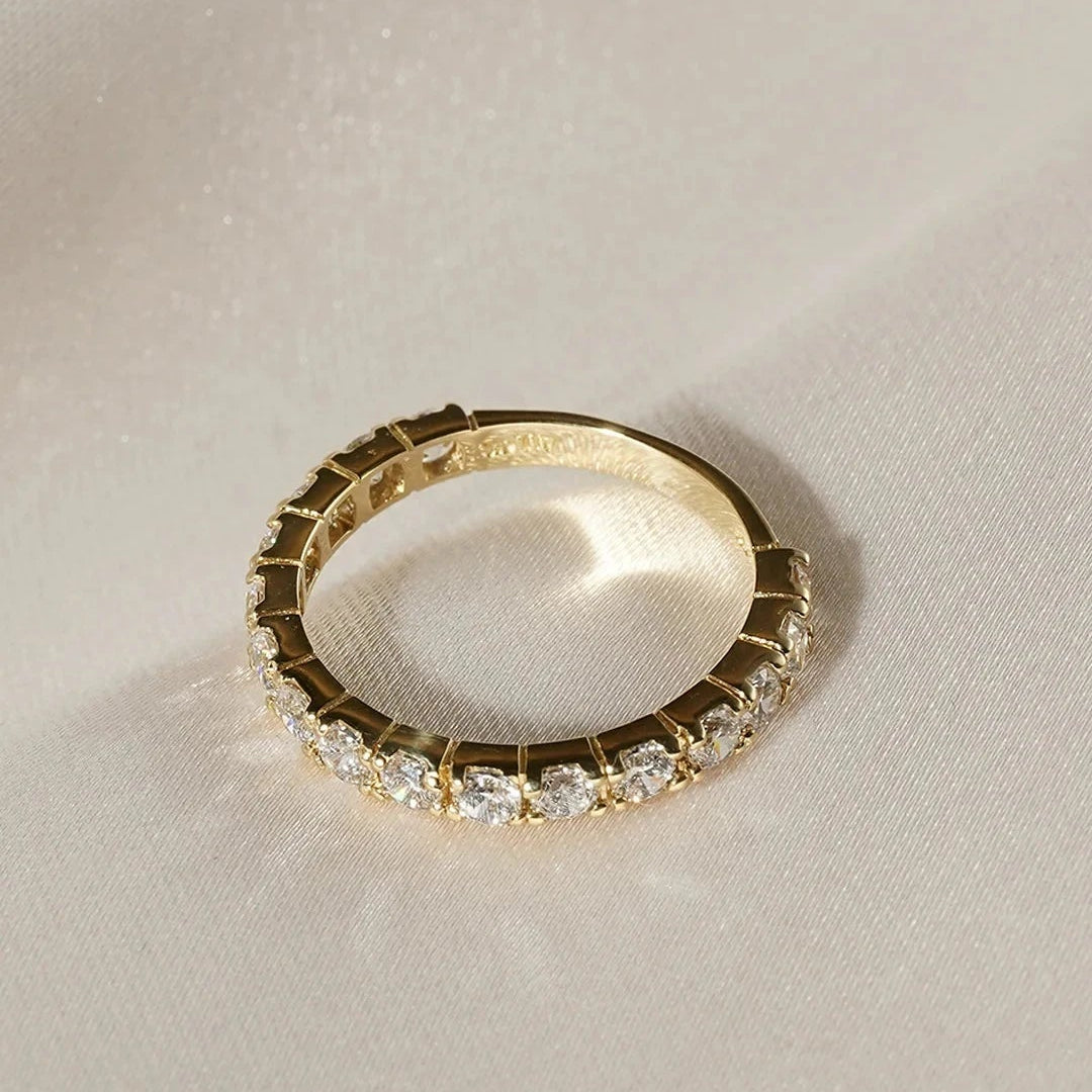 Fairy Lights Gold Plated Zircon Wedding Band - ARTSY SILVER