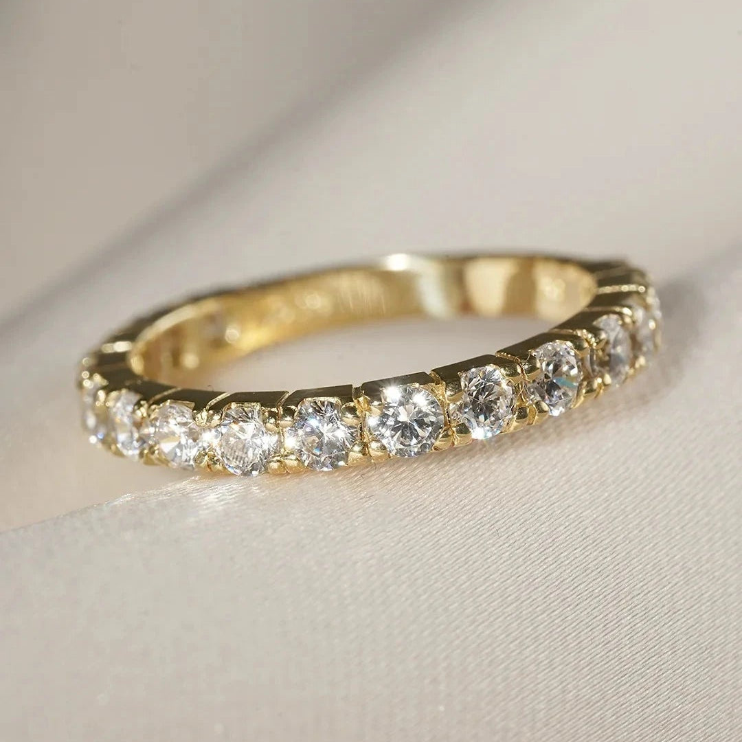 Fairy Lights Gold Plated Zircon Wedding Band - ARTSY SILVER