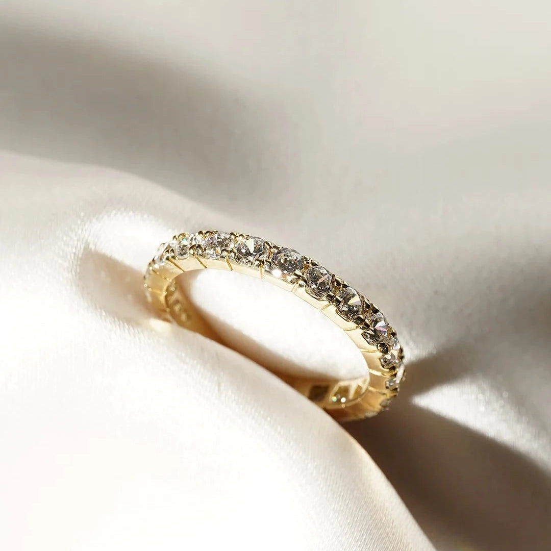 Fairy Lights Gold Plated Zircon Wedding Band - ARTSY SILVER