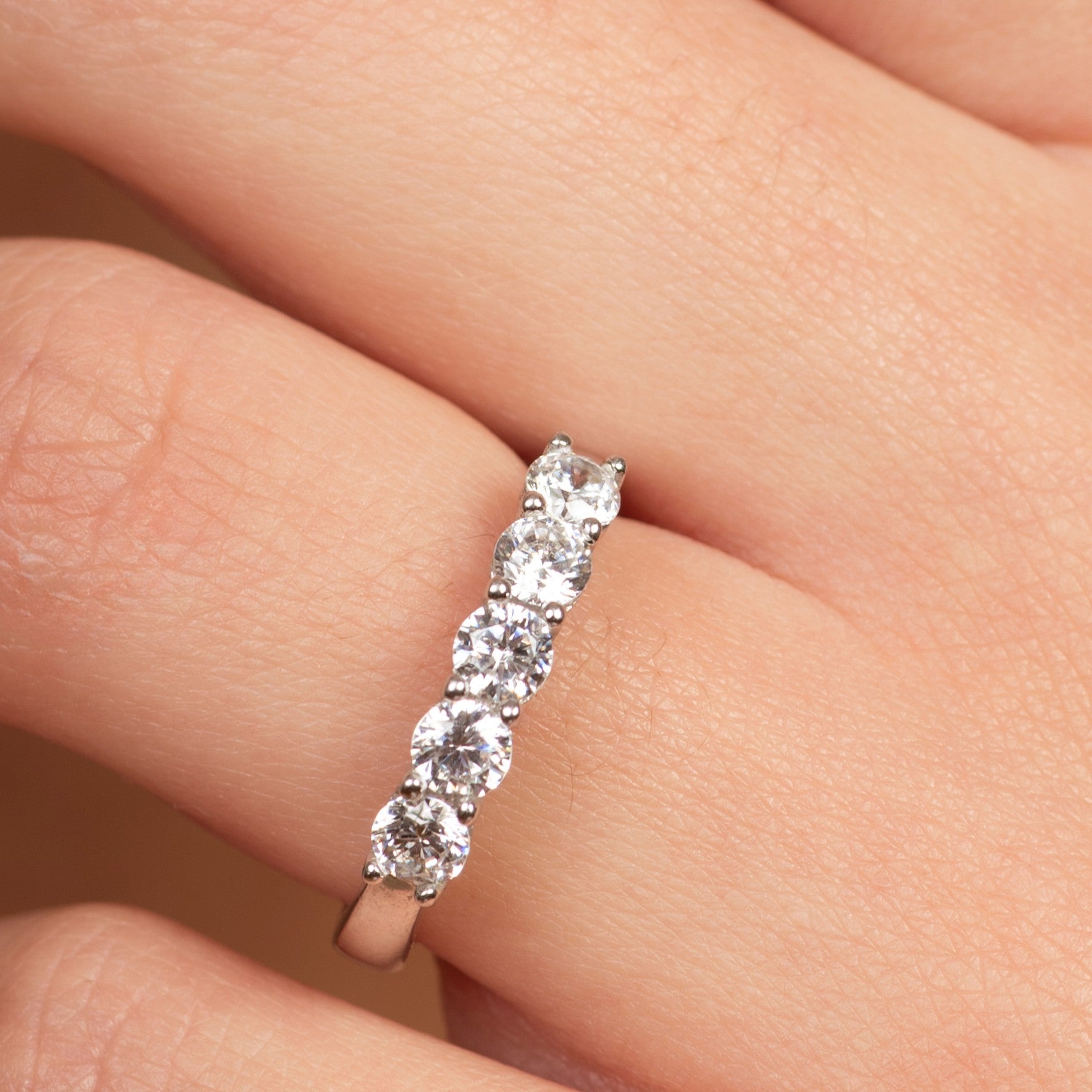 Fairy Lights Zircon Silver Wedding Band