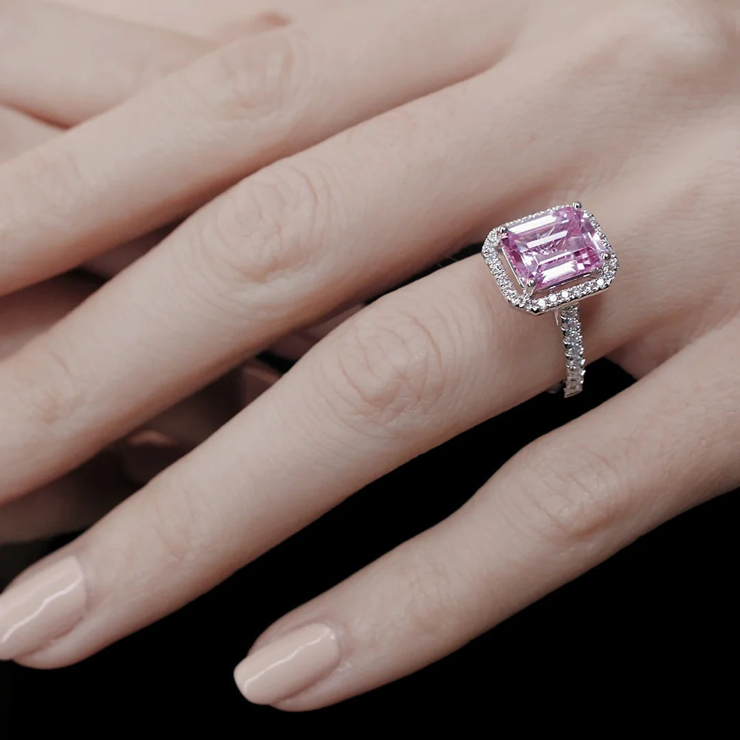 Fancy Pink Stone Ring - ARTSY SILVER