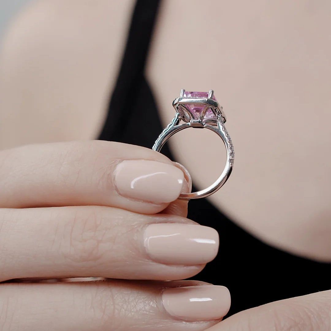 Fancy Pink Stone Ring - ARTSY SILVER