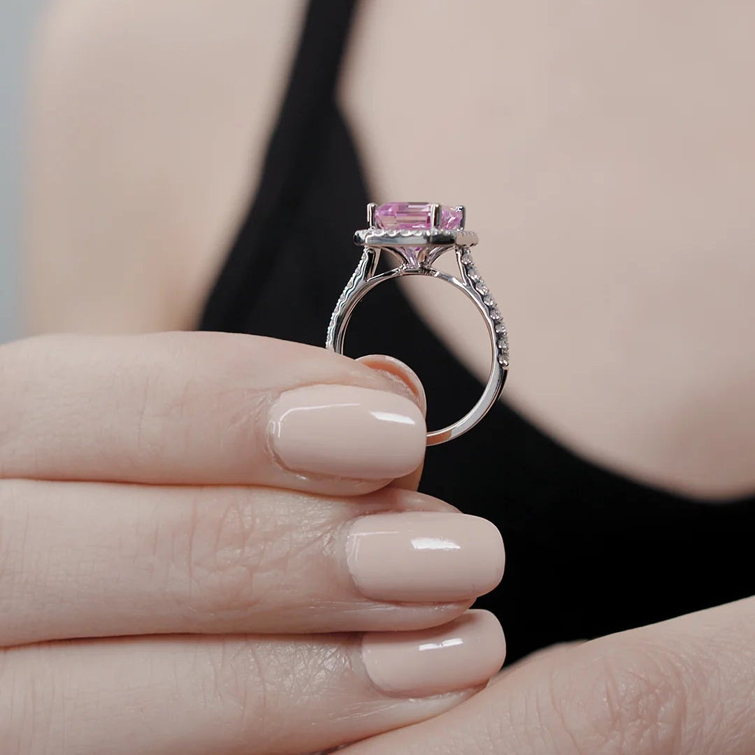 Fancy Pink Stone Ring - ARTSY SILVER