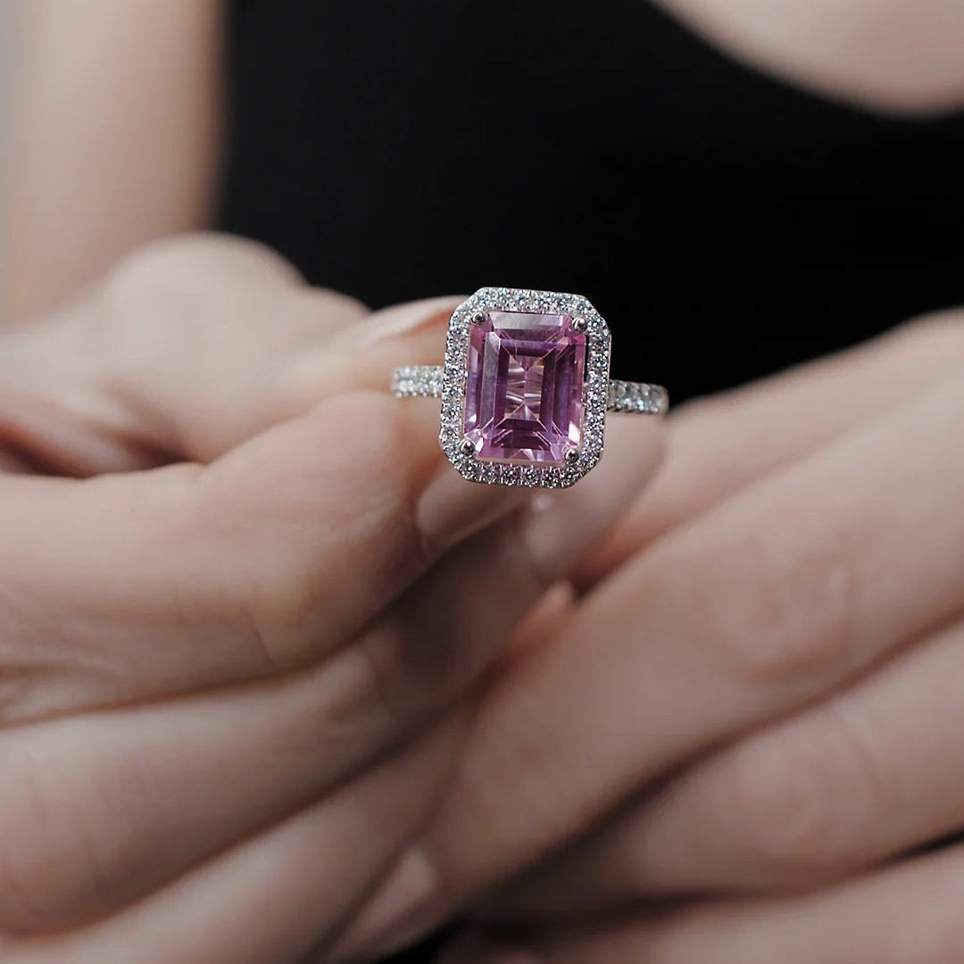 Fancy Pink Stone Ring - ARTSY SILVER