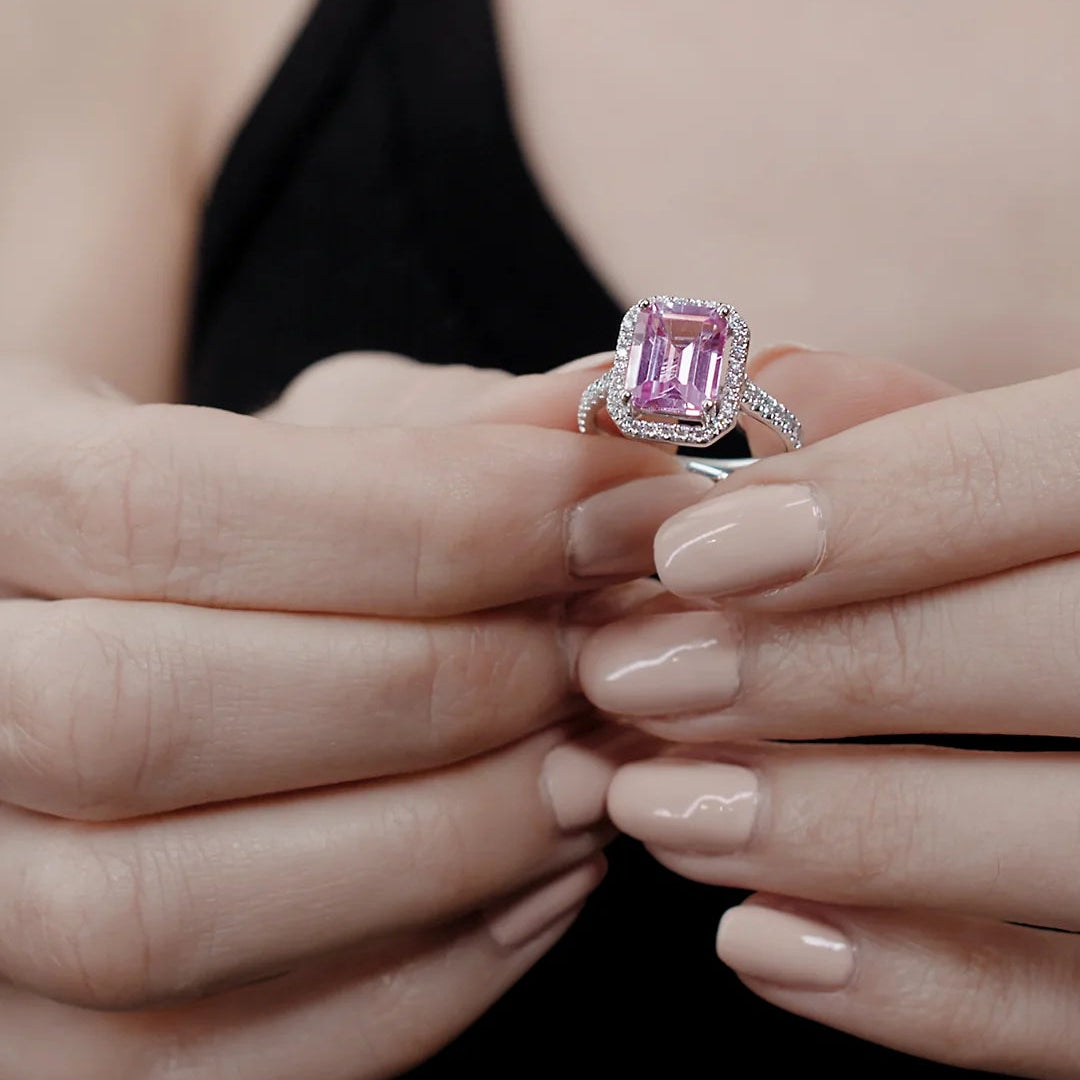 Fancy Pink Stone Ring - ARTSY SILVER
