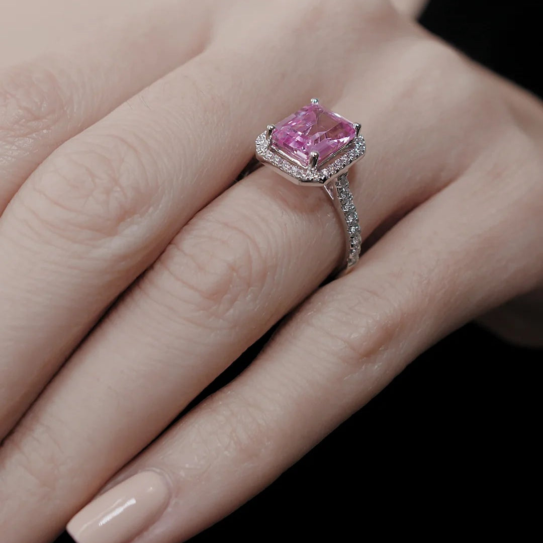 Fancy Pink Stone Ring - ARTSY SILVER
