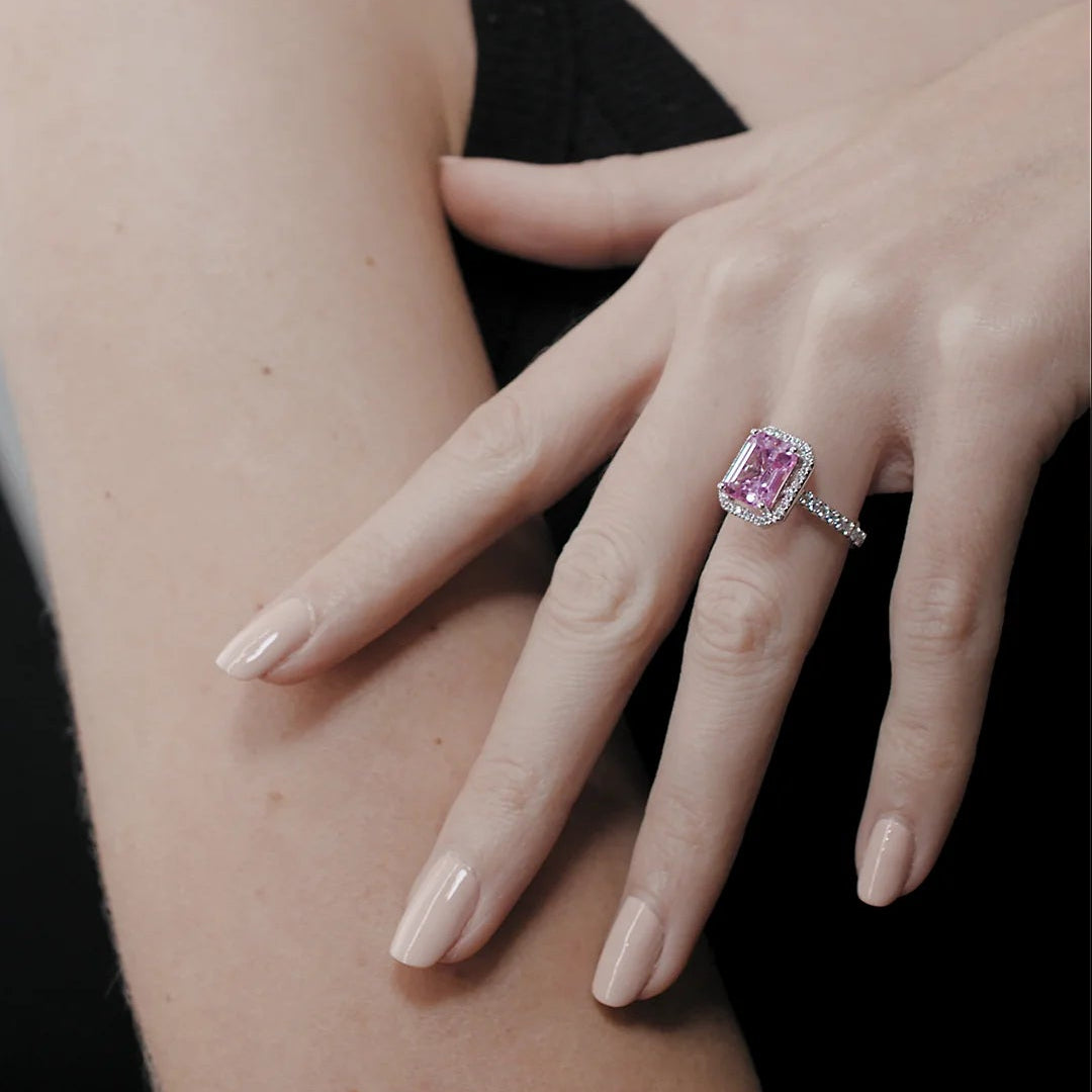 Fancy Pink Stone Ring - ARTSY SILVER