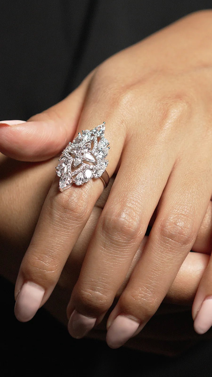 Frosty Glow Zircon Silver Ring - ARTSY SILVER