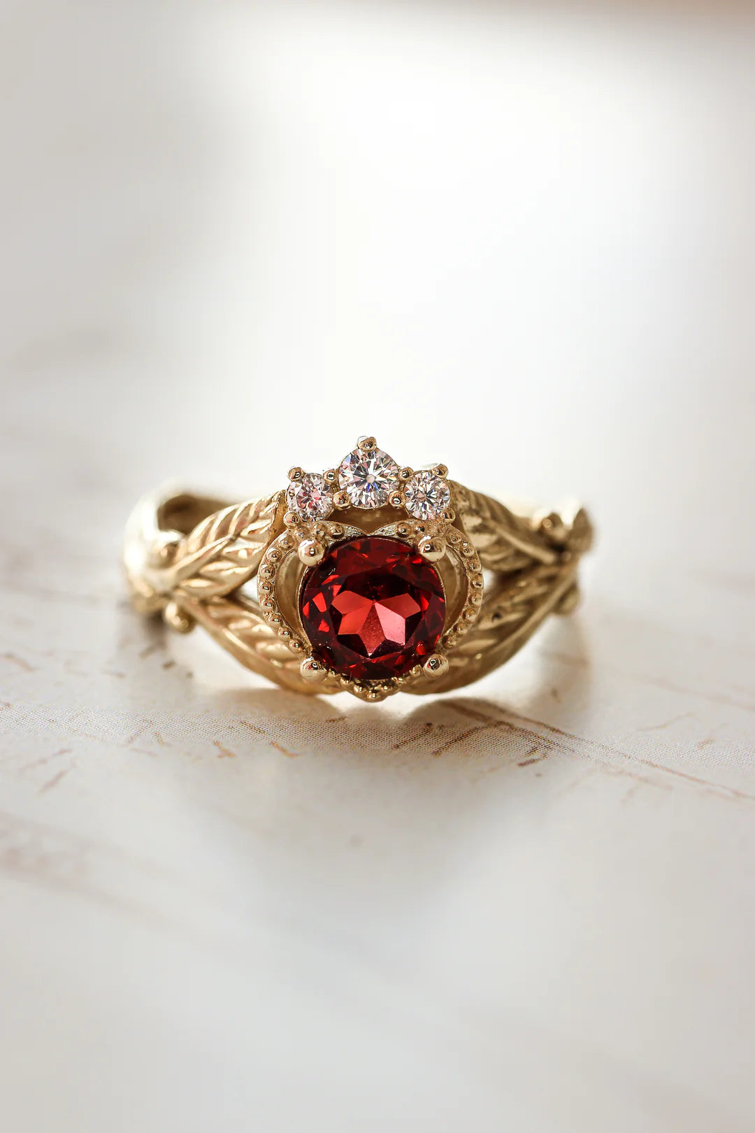Garnet Stone Heart Ring