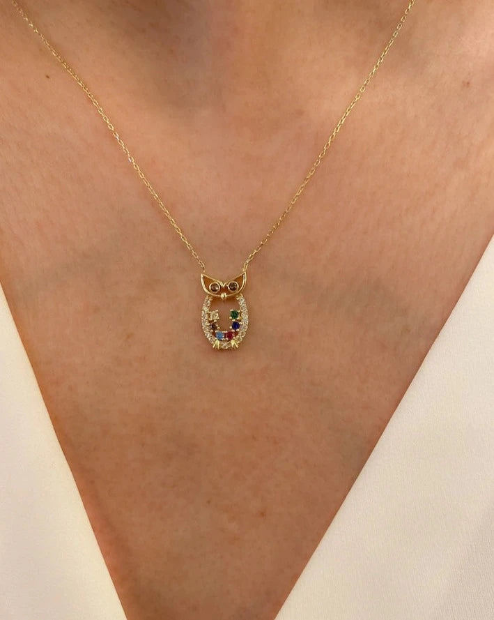 Gold Dainty Owl Necklace