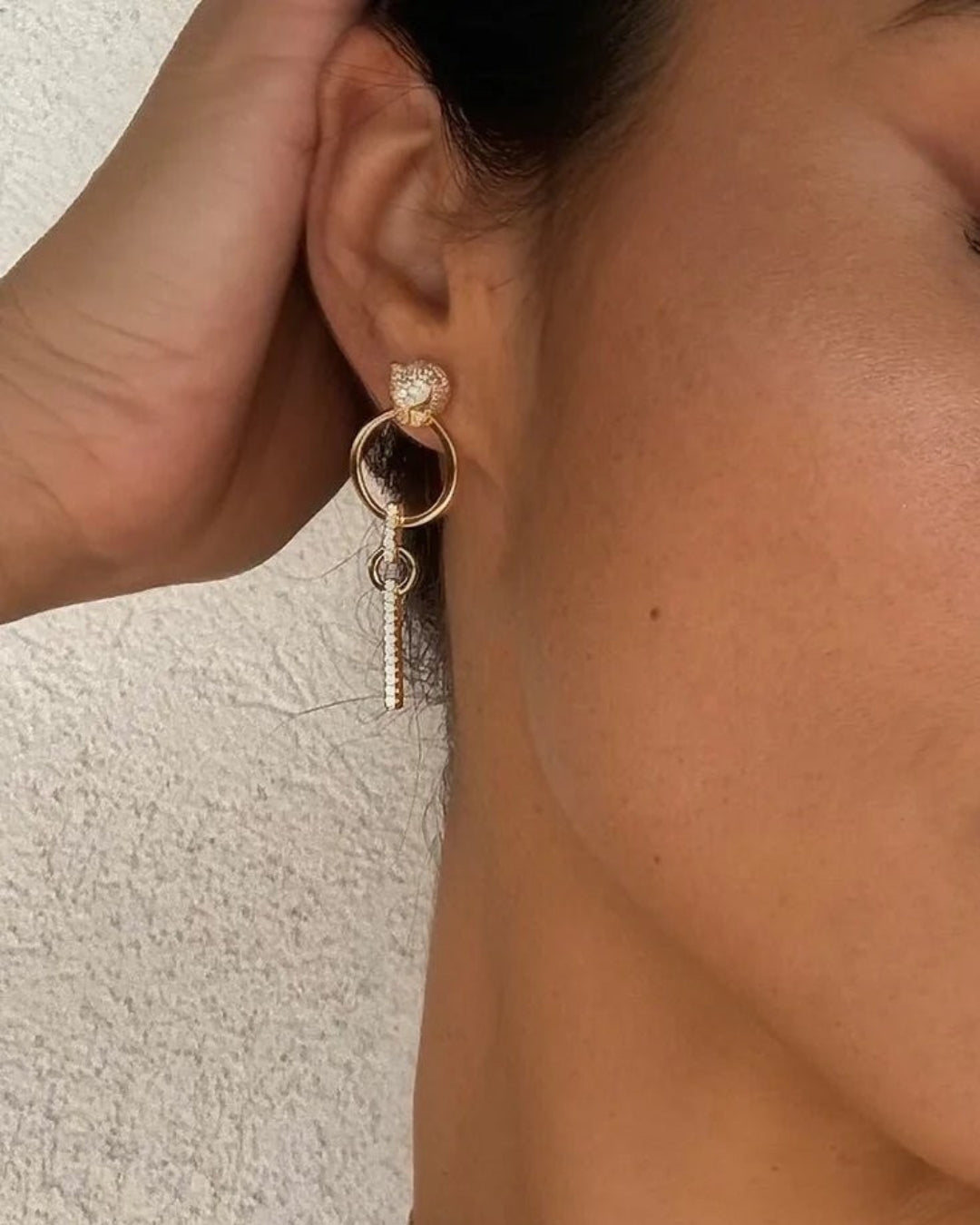Gold Circle Dangle Tiger Earrings - ARTSY SILVER