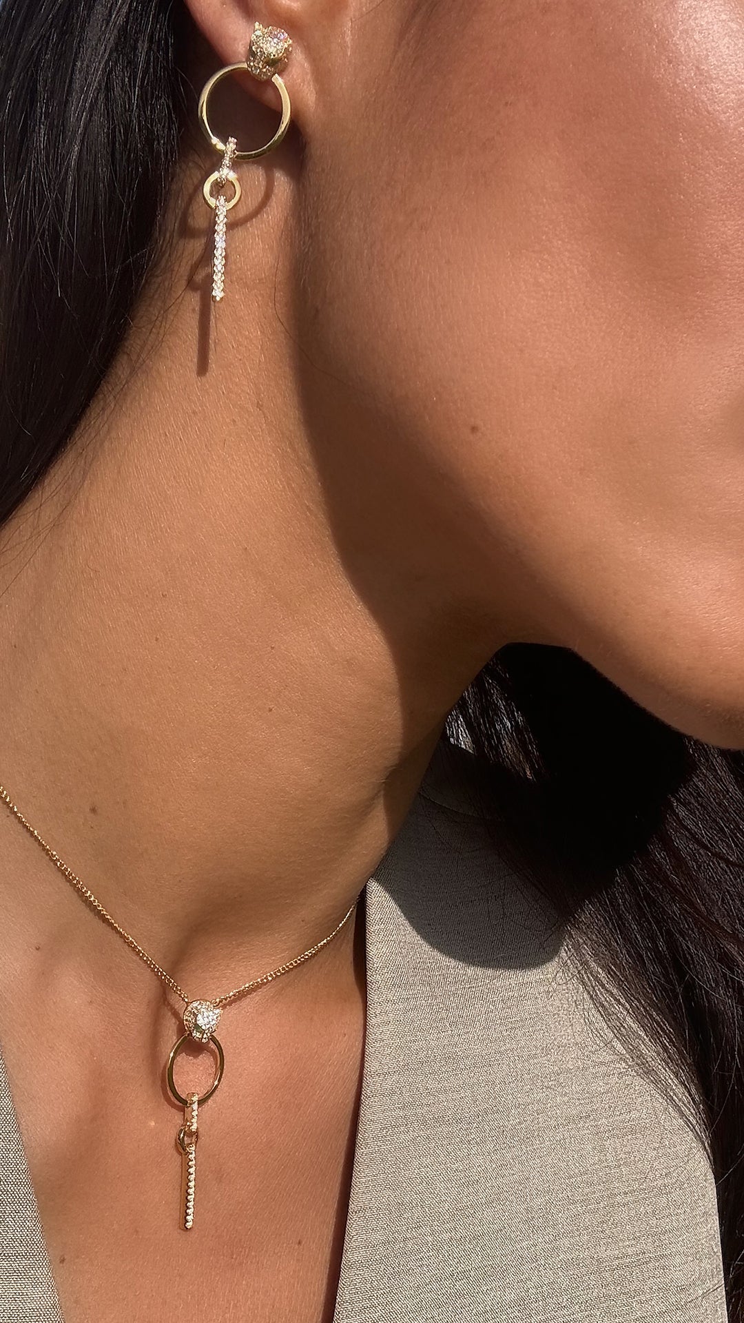 Gold Circle Dangle Tiger Necklace - ARTSY SILVER