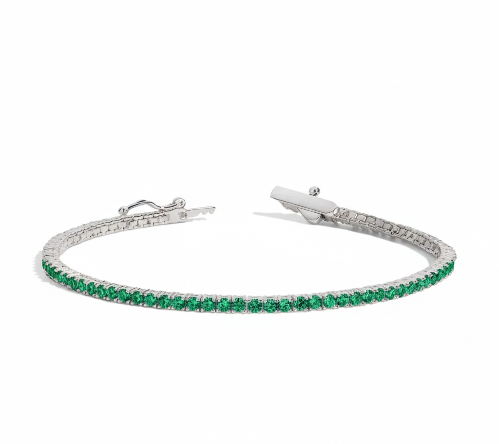 Gold Plated Emerald Tennis Bracelet