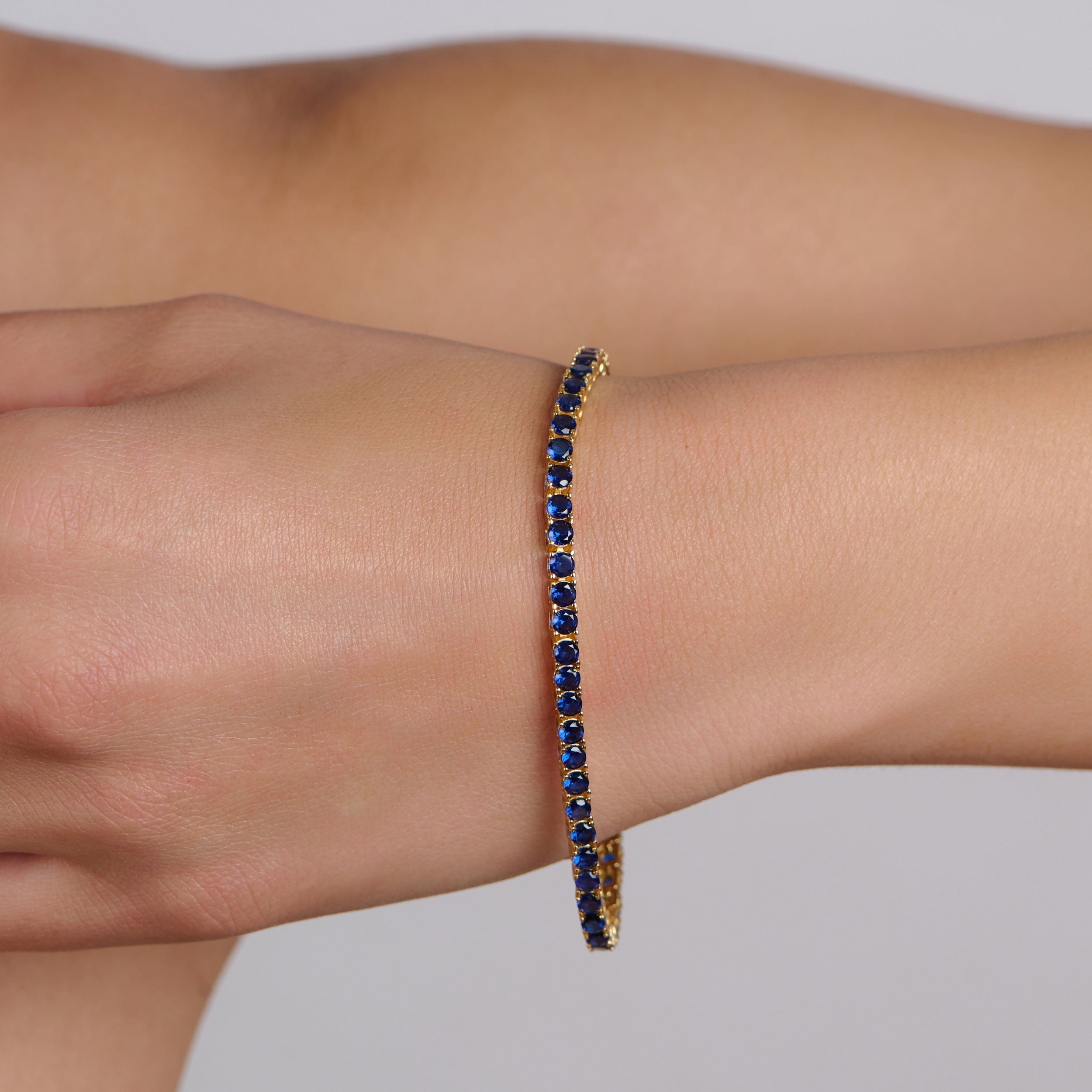 Gold Plated Sapphire Tennis Bracelet