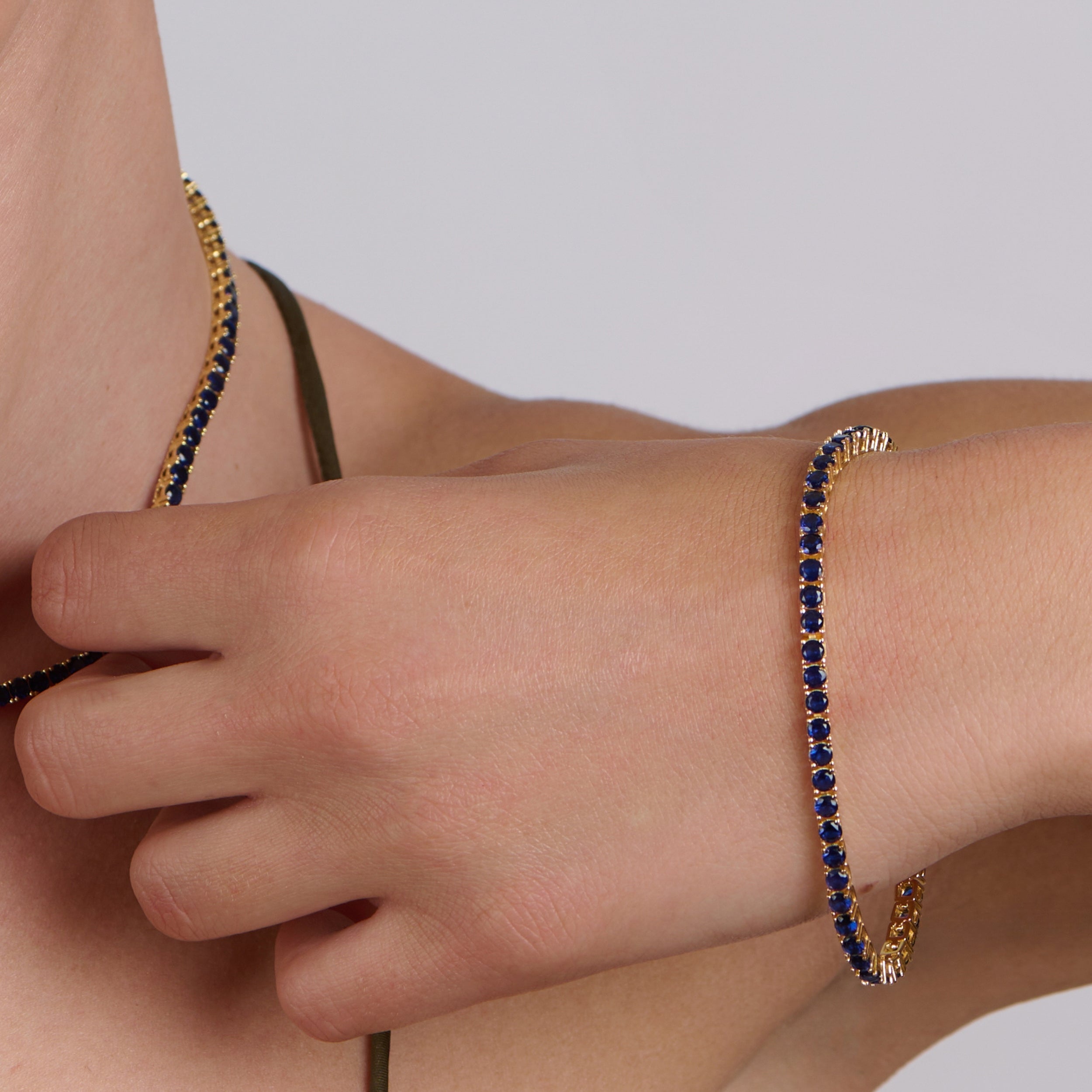 Gold Plated Sapphire Tennis Bracelet