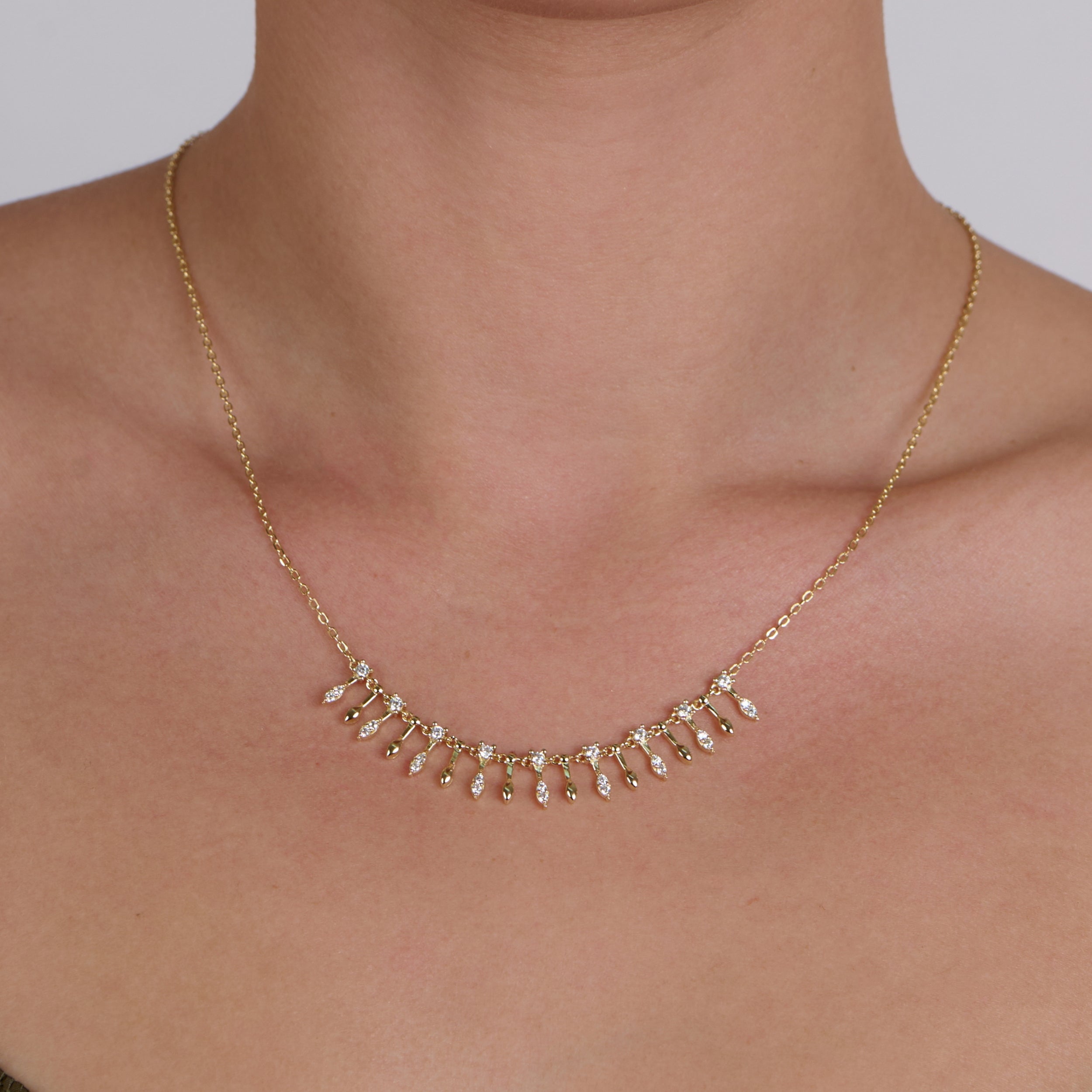 Golden Cascade Marquise Necklace