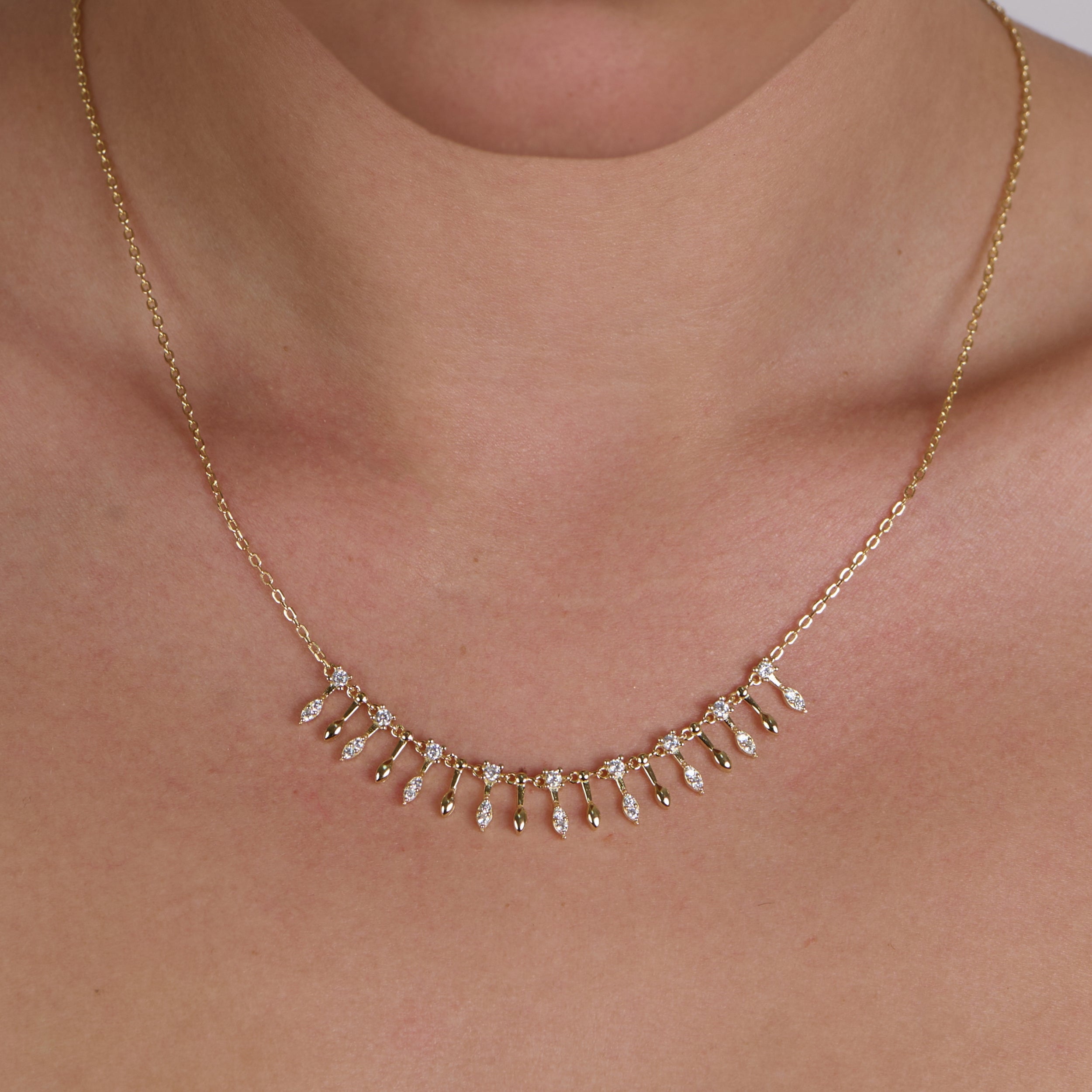 Golden Cascade Marquise Necklace