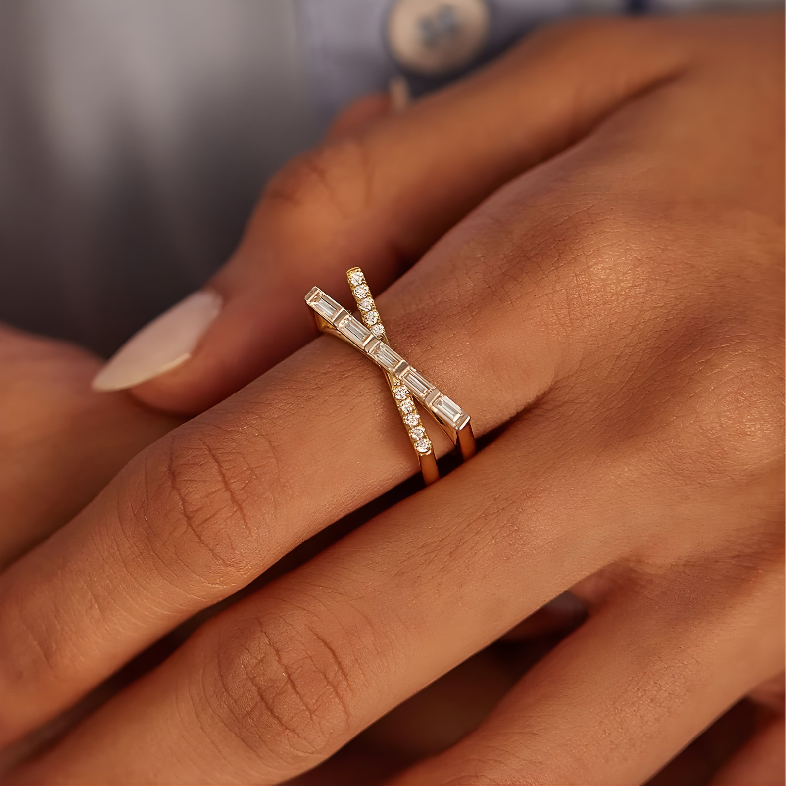 Golden Crossline Ring