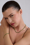 Golden Emerald Glow Necklace & Bracelet Set