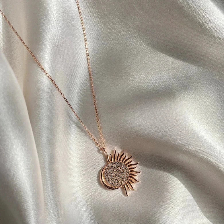 Half Sun Moon Necklace - ARTSY SILVER