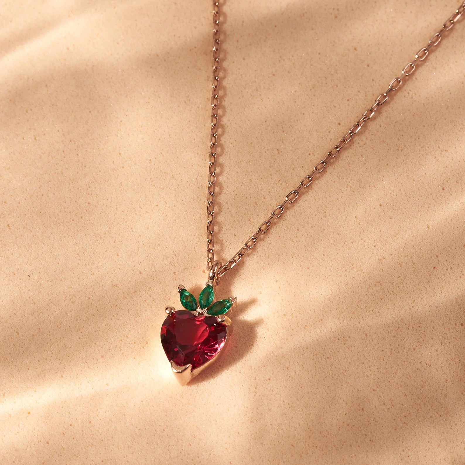 Heart Strawberry Necklace - ARTSY SILVER
