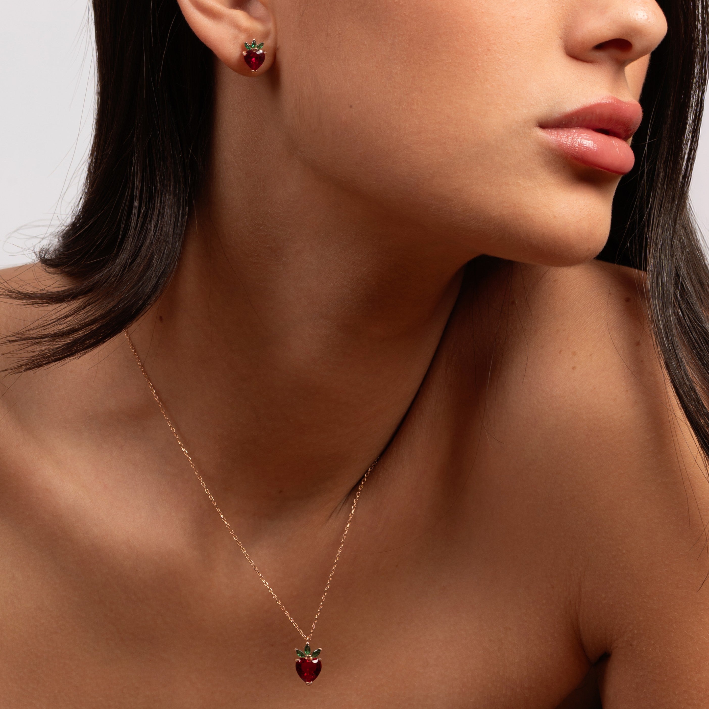 Strawberry Necklace & Earring Set