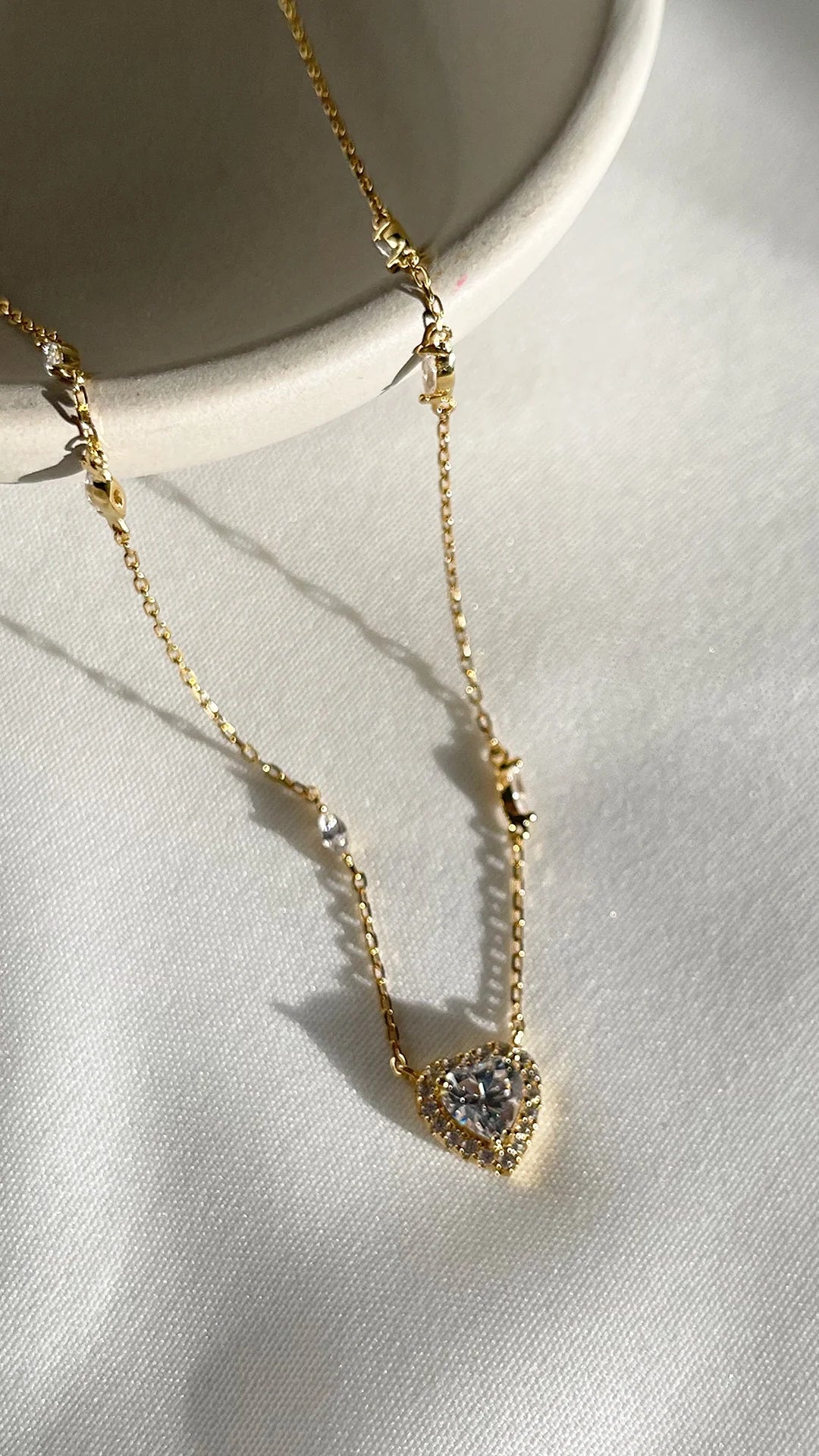 Heart Cut Zircon Stone Necklace Gold Plating