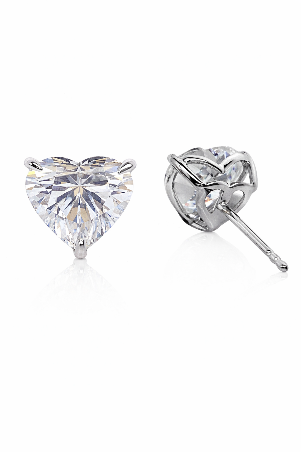 Heart Cut Zircon Stone Earrings - ARTSY SILVER