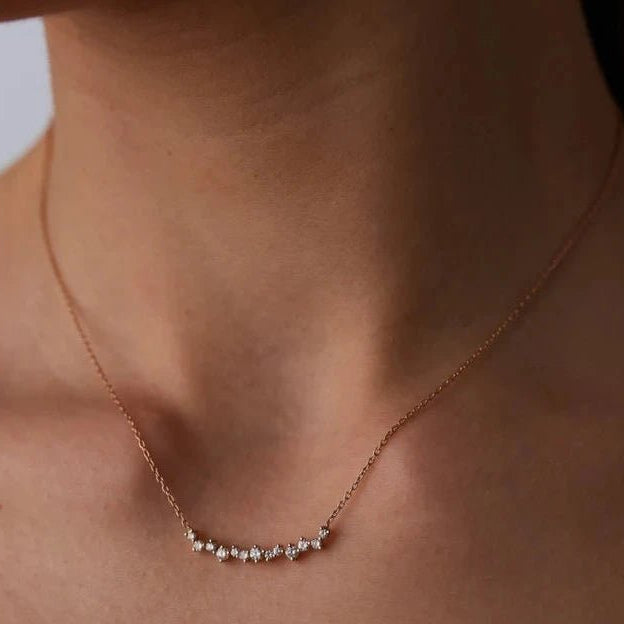 Horizontal Zircon Stones Bar Necklace - ARTSY SILVER