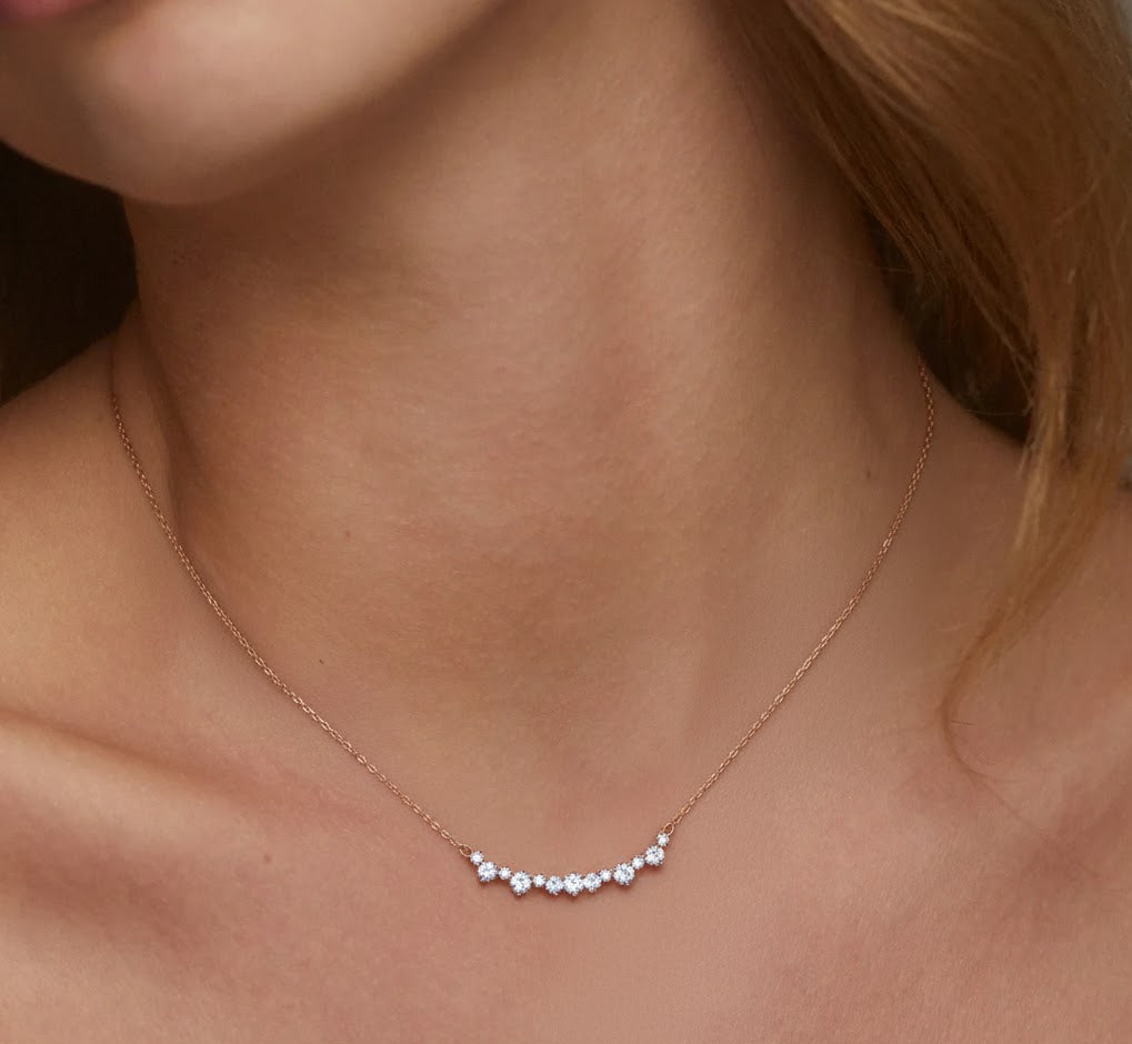 Horizontal Zircon Stones Bar Necklace