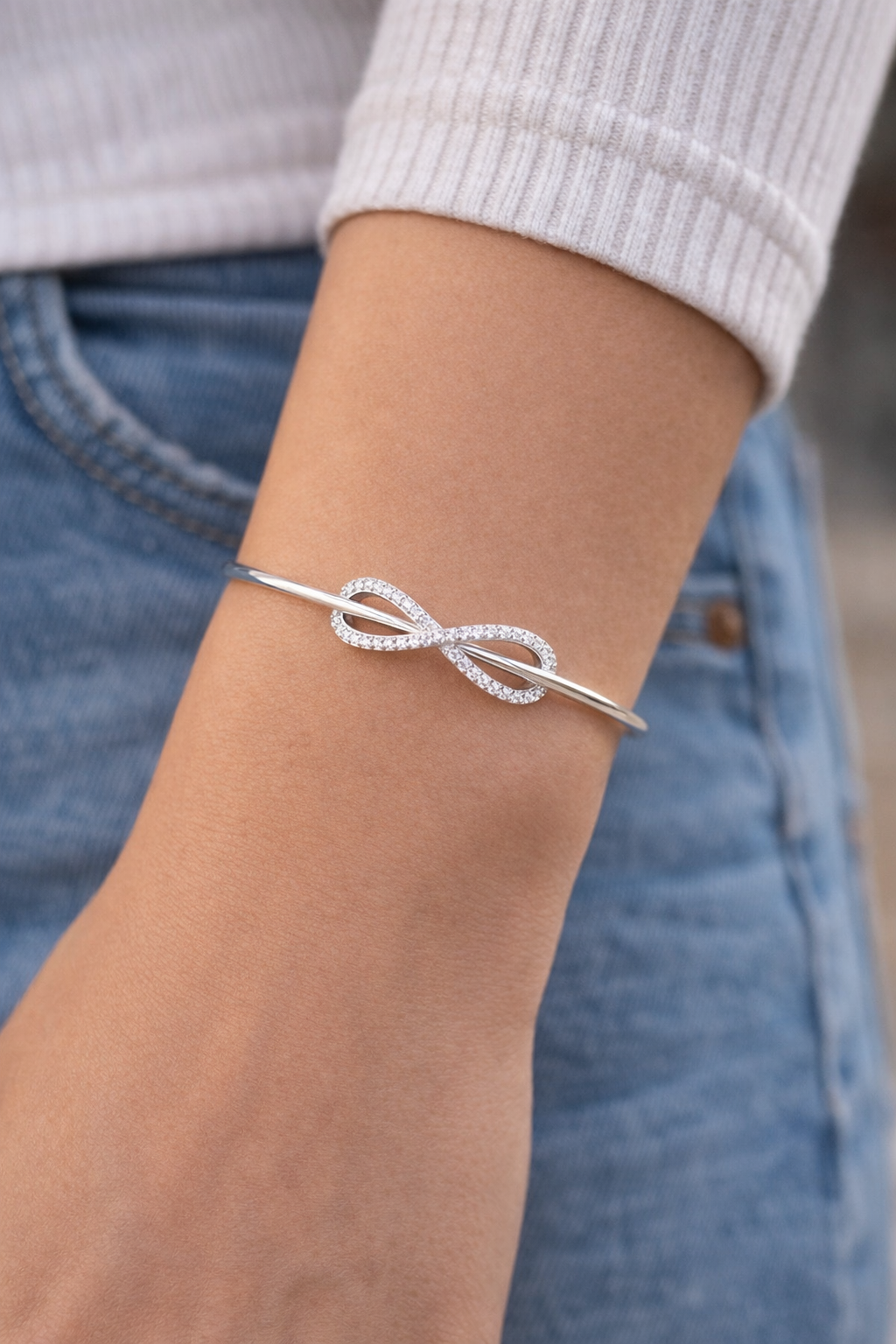 Infinity Silver Bangle - ARTSY SILVER