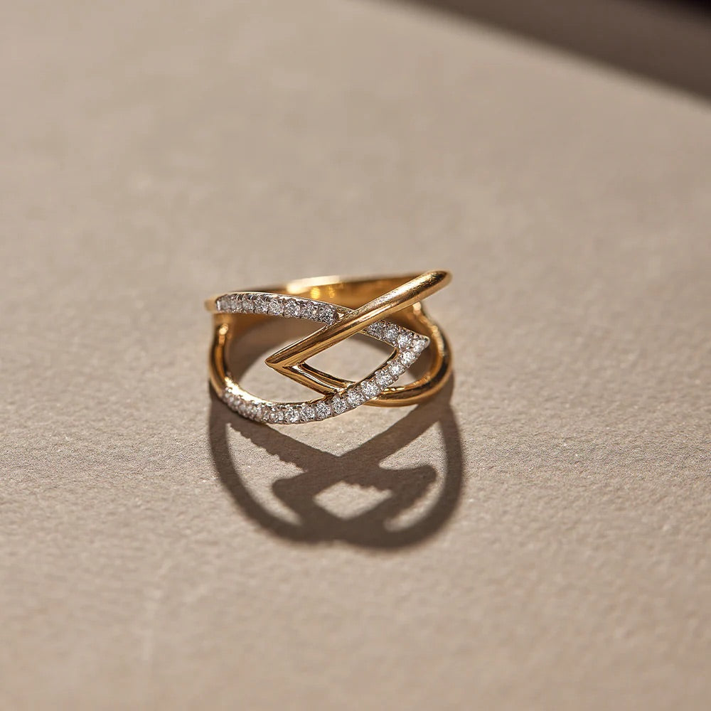 Interlocked- Chevron -Ring
