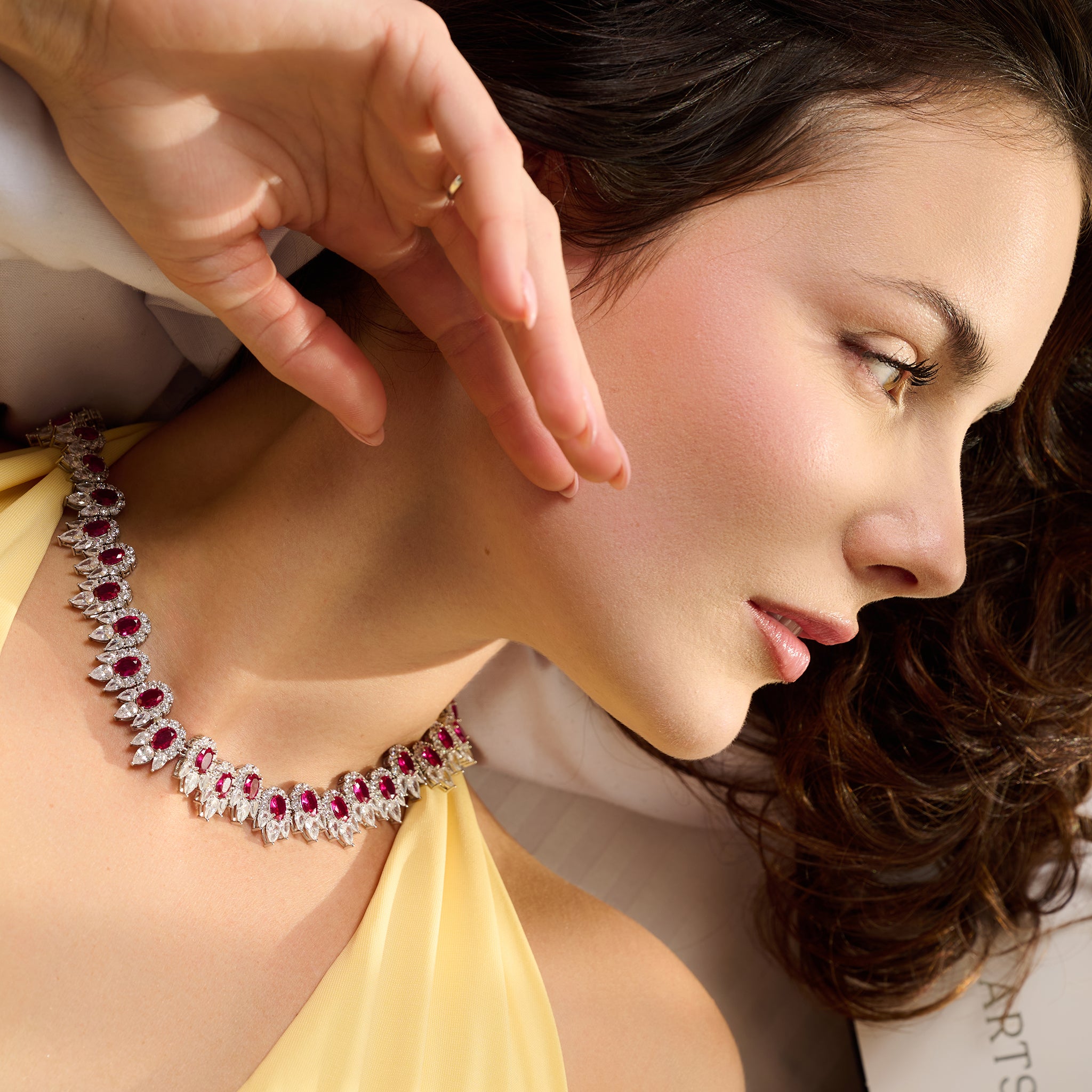 Ivoria Ruby Necklace - ARTSY SILVER