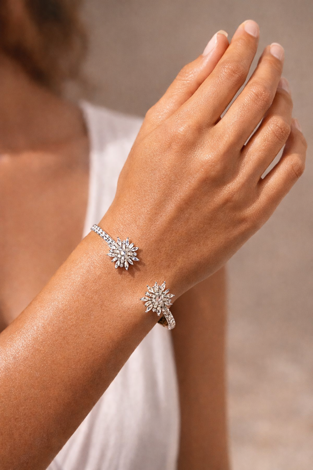 Just Blooming White Zircon Bangle
