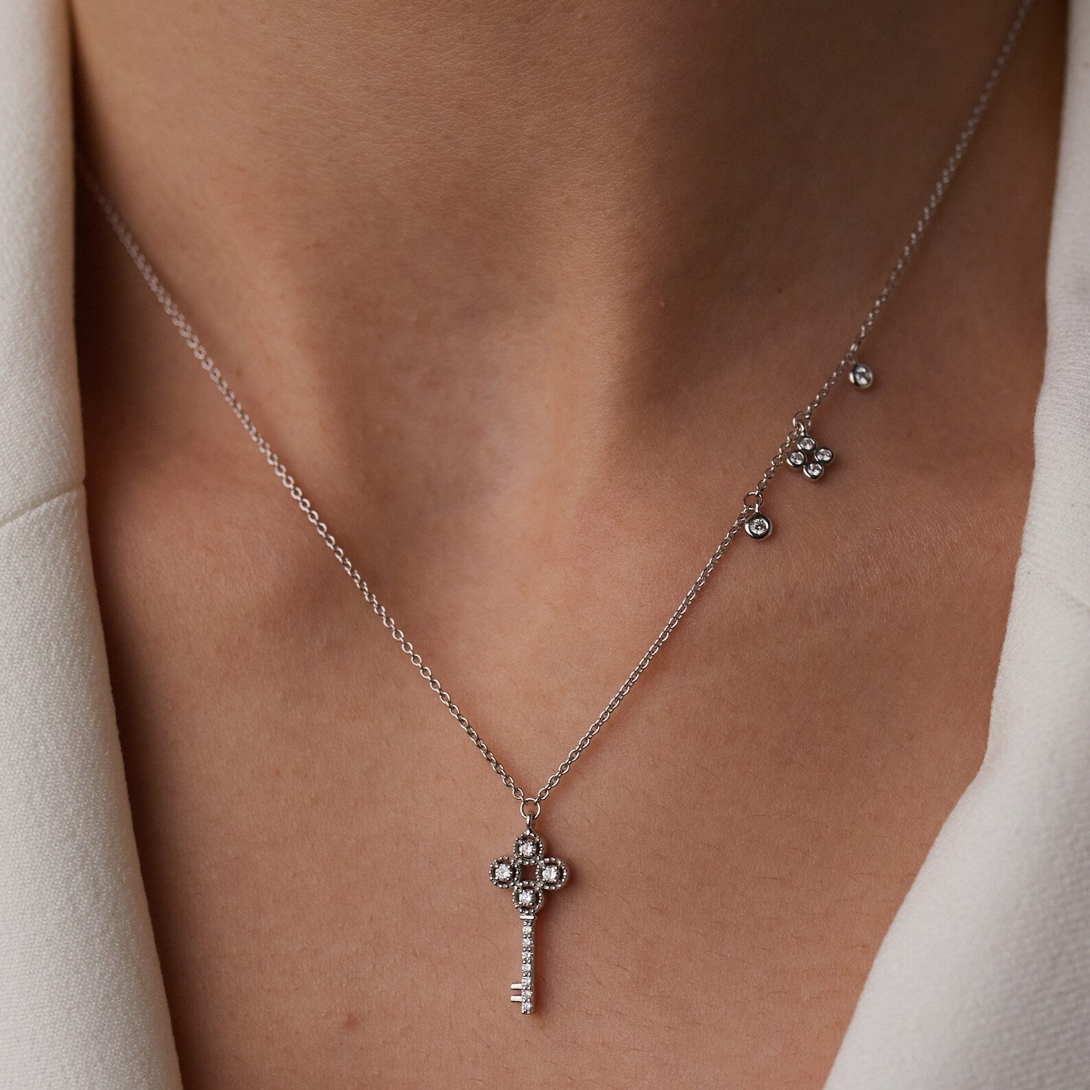 Key Charm Necklace - ARTSY SILVER