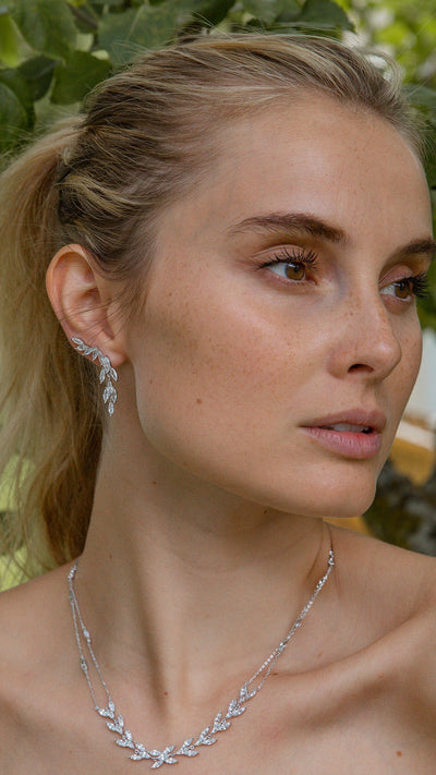 La Mariée Wedding Earrings - ARTSY SILVER