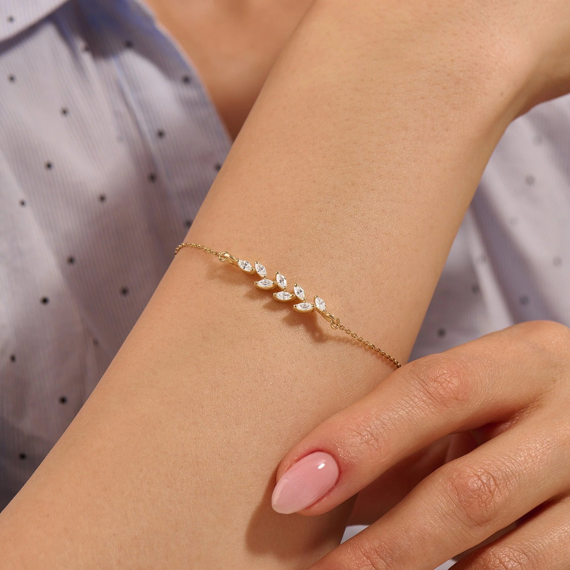 Leaf Marquise Cut Bracelet