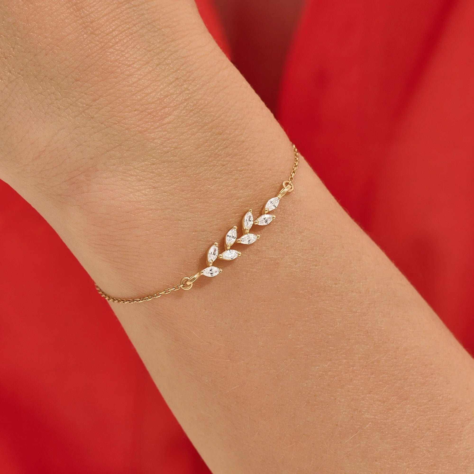 Leaf Marquise Cut Bracelet