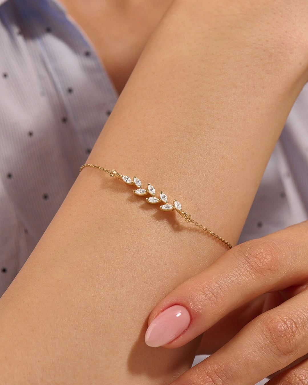 Leaf Marquise Cut Bracelet - ARTSY SILVER