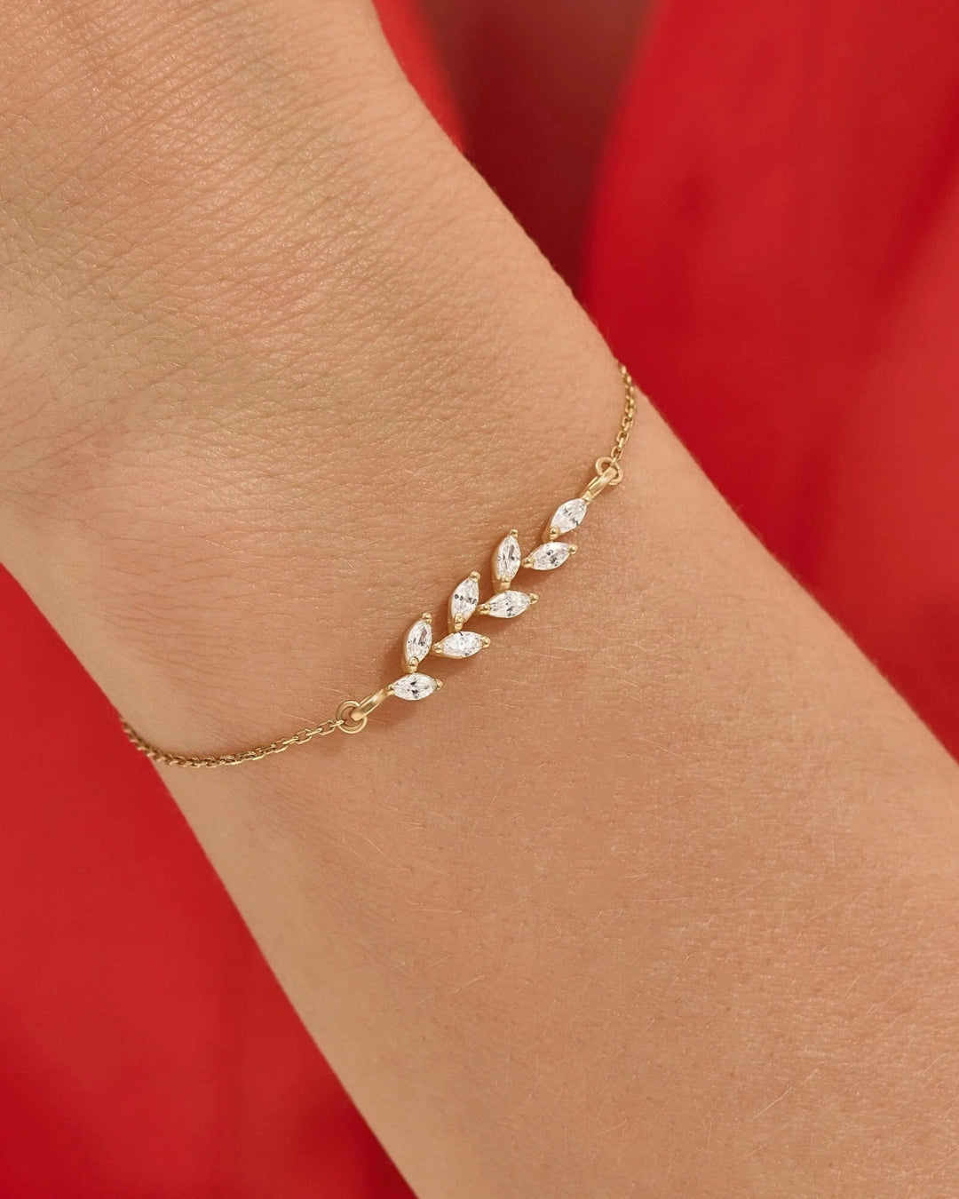 Leaf Marquise Cut Bracelet - ARTSY SILVER